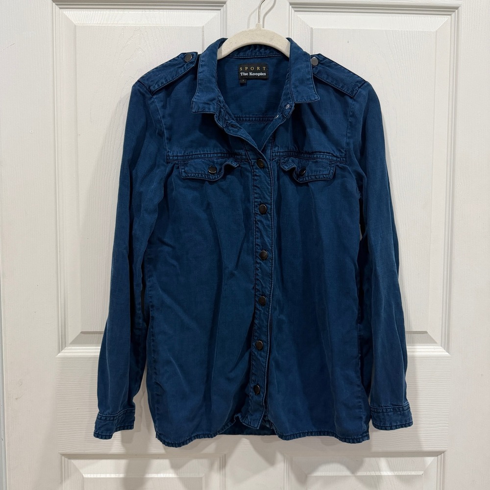 The Kooples Sport Blue Denim Military Style Button‎ Up Shirt Jacket